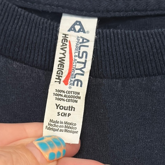 Alstyle Blue and Gold Short Sleeve Tee Eye-Catching Design - Picture 2 of 6